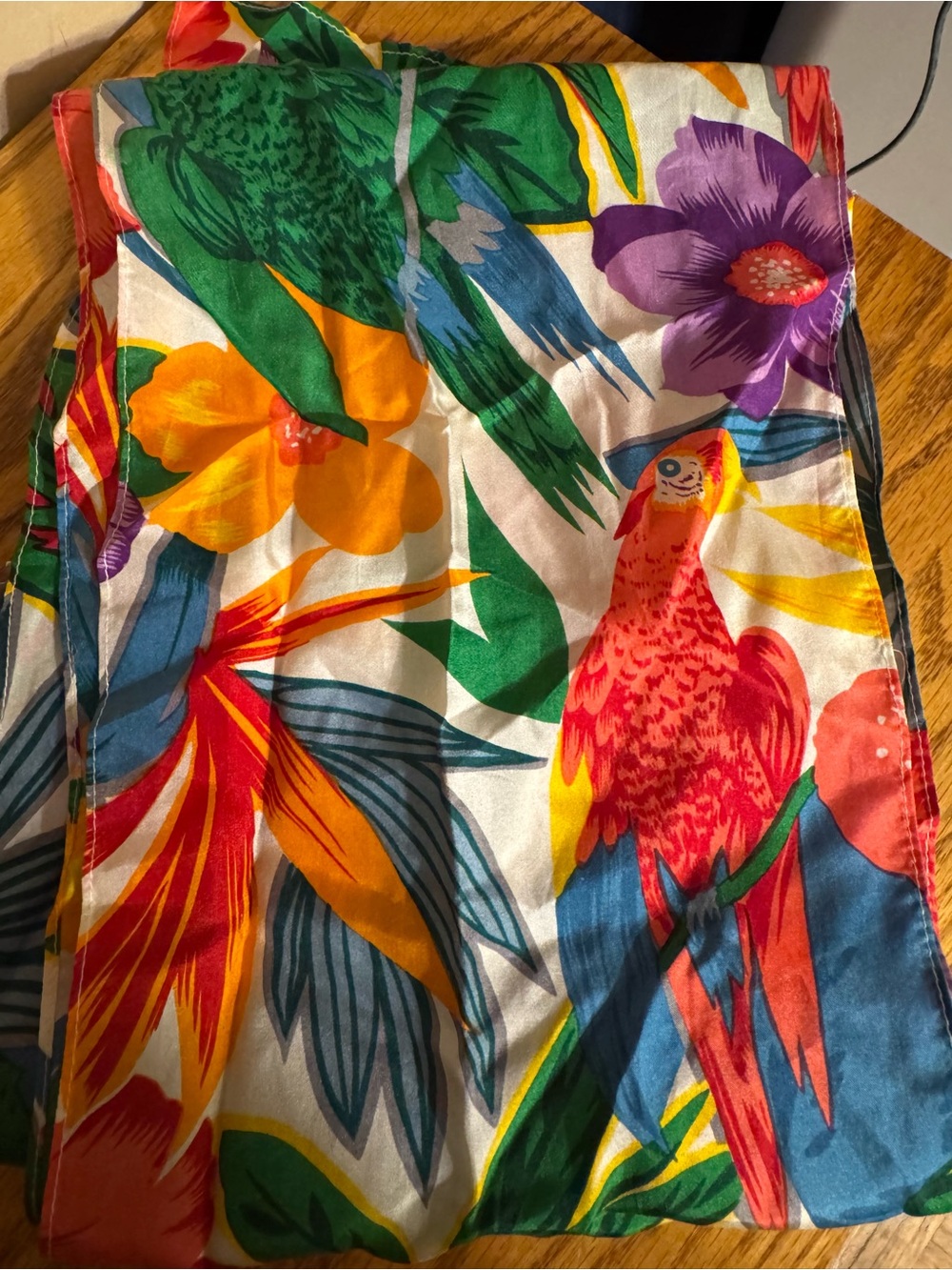 Tropical Parrot Floral Satin Scarf - Bright Multicolor